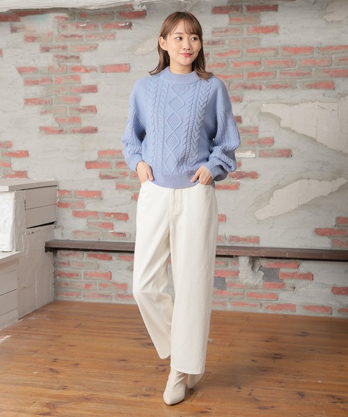 Honeys（ハニーズ）の「ストレートデニムパンツ（股下６４ｃｍ）（デニムパンツ・レディース・ブルー/ブラック/アイボリー・L/LL/S/SS/M）」の7枚目の写真