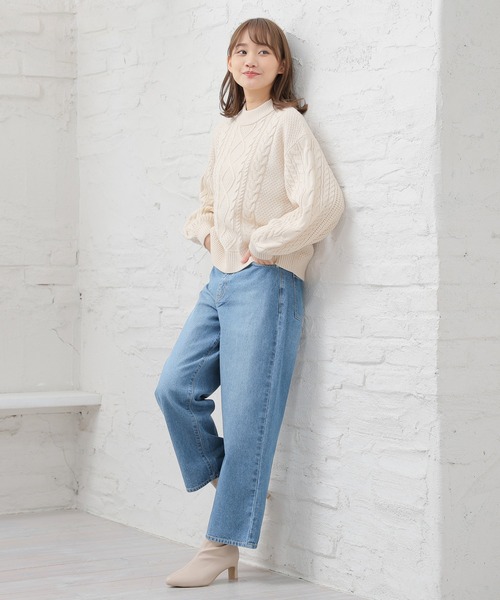 Honeys（ハニーズ）の「ストレートデニムパンツ（股下６４ｃｍ）（デニムパンツ・レディース・ブルー/ブラック/アイボリー・L/LL/S/SS/M）」の13枚目の写真