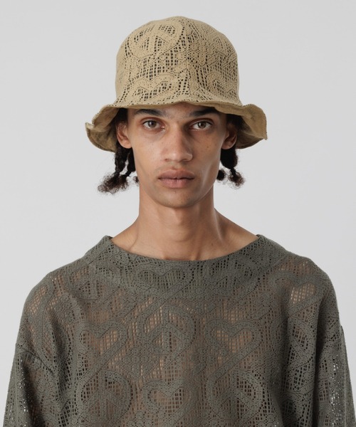 SASQUATCHfabrix.(サスクワァッチファブリックス)の「“LOVE & PEACE” LACE TULIPE HAT(ハット・メンズ・ベージュ系その他/オリーブ/パープル系その他・FREE)」の4枚目の写真