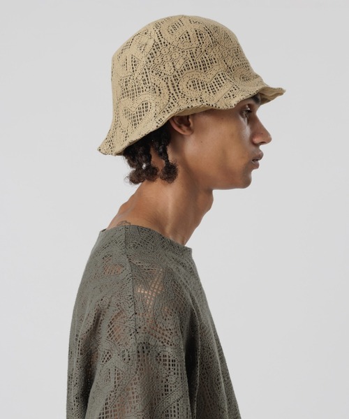 SASQUATCHfabrix.(サスクワァッチファブリックス)の「“LOVE & PEACE” LACE TULIPE HAT(ハット・メンズ・ベージュ系その他/オリーブ/パープル系その他・FREE)」の5枚目の写真