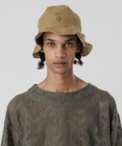 SASQUATCHfabrix.(サスクワァッチファブリックス)の「“LOVE & PEACE” LACE TULIPE HAT(ハット・メンズ・ベージュ系その他/オリーブ/パープル系その他・FREE)」の6枚目の写真