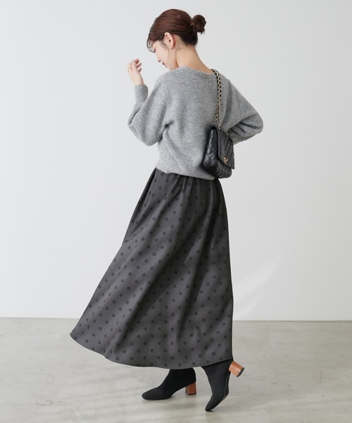 natural couture(ナチュラルクチュール)の「ドットボリュームスカート(スカート・レディース・ライトベージュ/ブラック/モカ・FREE)」の11枚目の写真