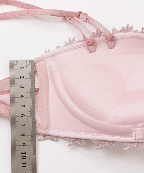 セール】刺繍テープ付き異素材ストライプ柄ブラ&ショーツセット（ブラ