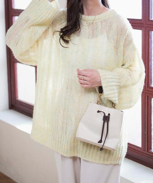 WEGO（ウィゴー）の「WEGO/ケーブルメッシュメランジニット（ニット/セーター・レディース・アイボリー/イエロー/サックスブルー・FREE）」の17枚目の写真