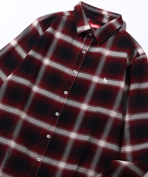 Healthknit(ヘルスニット)の「【Healthknit/ヘルスニット】ネルチェック ロングスリーブ レギュラーカラー ワンポイントルーズシャツ(シャツ/ブラウス・メンズ・ブラック/レッド・M/L/XL)」の9枚目の写真