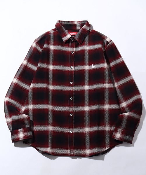 Healthknit(ヘルスニット)の「【Healthknit/ヘルスニット】ネルチェック ロングスリーブ レギュラーカラー ワンポイントルーズシャツ(シャツ/ブラウス・メンズ・ブラック/レッド・M/L/XL)」の5枚目の写真