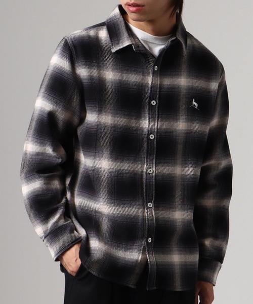 Healthknit(ヘルスニット)の「【Healthknit/ヘルスニット】ネルチェック ロングスリーブ レギュラーカラー ワンポイントルーズシャツ(シャツ/ブラウス・メンズ・ブラック/レッド・M/L/XL)」の14枚目の写真