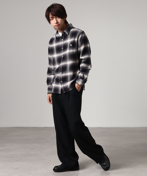 Healthknit(ヘルスニット)の「【Healthknit/ヘルスニット】ネルチェック ロングスリーブ レギュラーカラー ワンポイントルーズシャツ(シャツ/ブラウス・メンズ・ブラック/レッド・M/L/XL)」の17枚目の写真