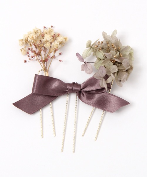 GLOBAL WORK(グローバルワーク)の「MADE IN JAPANドライフラワーリボンUピン/993088(ヘアピン・レディース・ホワイト/ライトブルー/パープル系その他2・FREE)」の3枚目の写真