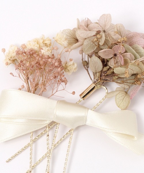 GLOBAL WORK(グローバルワーク)の「MADE IN JAPANドライフラワーリボンUピン/993088(ヘアピン・レディース・ホワイト/ライトブルー/パープル系その他2・FREE)」の7枚目の写真