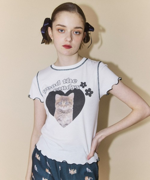 Candy Stripper（キャンディストリッパー）の「GOOD THE CANDYS RIB トップス（Tシャツ/カットソー・レディース・ピンク/オフホワイト/ブラック・2）」の10枚目の写真