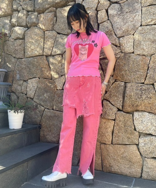 Candy Stripper（キャンディストリッパー）の「GOOD THE CANDYS RIB トップス（Tシャツ/カットソー・レディース・ピンク/オフホワイト/ブラック・2）」の17枚目の写真