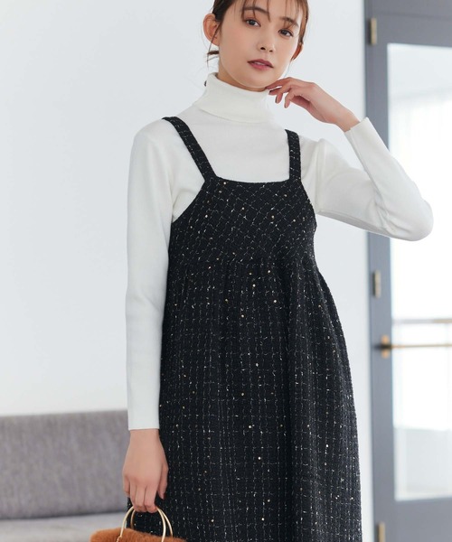 fifth(フィフス)の「ツイードキャミワンピース(ワンピース・レディース・ブラック・M)」の3枚目の写真