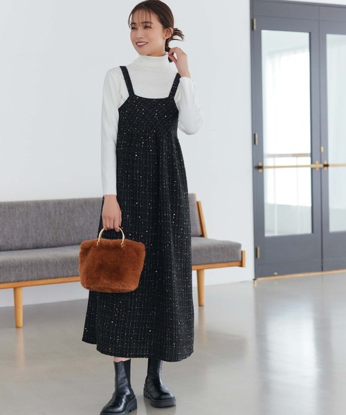 fifth(フィフス)の「ツイードキャミワンピース(ワンピース・レディース・ブラック・M)」の2枚目の写真