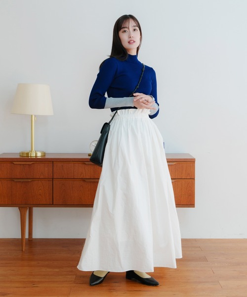 LIENCOEUR(リアンクール)の「バイカラーハイネックトップス(ニット/セーター・レディース・ライトブルー/ブラック/ネイビー・FREE)」の9枚目の写真