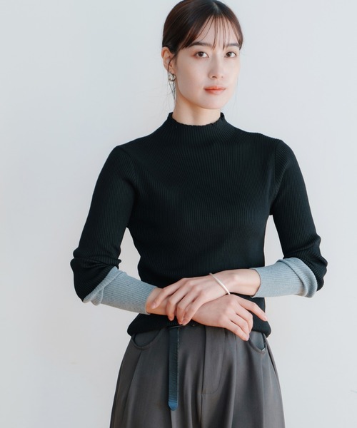 LIENCOEUR(リアンクール)の「バイカラーハイネックトップス(ニット/セーター・レディース・ライトブルー/ブラック/ネイビー・FREE)」の21枚目の写真