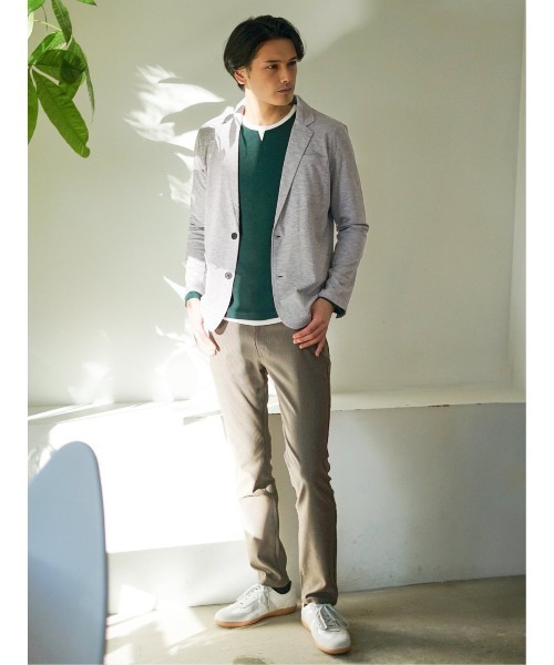m.f.editorial(エムエフエディトリアル)の「【ストレッチ】m.f.エディトリアル メンズ レーヨン混 2ボタン カット ジャケット(カーディガン/ボレロ・メンズ・ネイビー/ライトグレー・LARGE/MEDIUM/X-LARGE)」の5枚目の写真