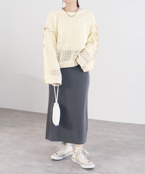 reca(レカ)の「メッシュ編みニットプルオーバー(ニット/セーター・レディース・アイボリー/ブルー・M)」の19枚目の写真