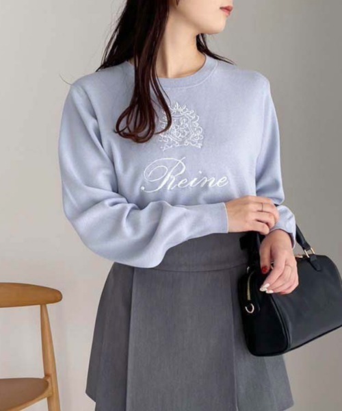 one after another NICE CLAUP(ワンアフターアナザーナイスクラップ)の「ロゴ刺繍ニットプルオーバー(ニット/セーター・レディース・オフホワイト/ブルー/ブラック/ホワイト×ブラック・FREE)」の4枚目の写真