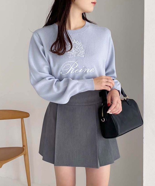 one after another NICE CLAUP(ワンアフターアナザーナイスクラップ)の「ロゴ刺繍ニットプルオーバー(ニット/セーター・レディース・オフホワイト/ブルー/ブラック/ホワイト×ブラック・FREE)」の7枚目の写真