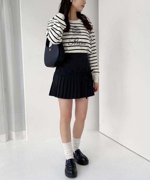 one after another NICE CLAUP(ワンアフターアナザーナイスクラップ)の「ロゴ刺繍ニットプルオーバー(ニット/セーター・レディース・オフホワイト/ブルー/ブラック/ホワイト×ブラック・FREE)」の13枚目の写真