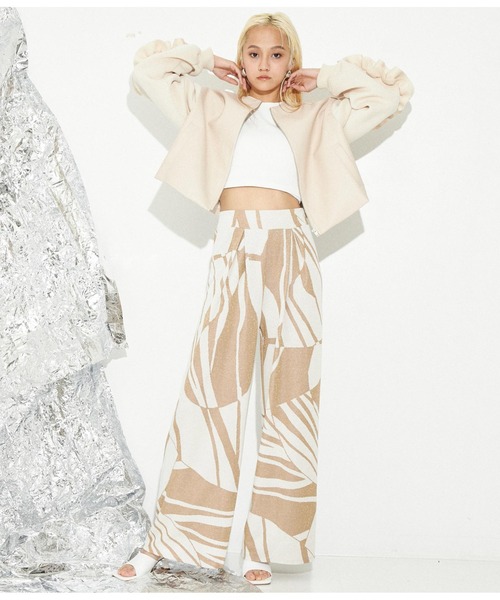 Settimissimo（セッティミッシモ）の「ITALY ジャガードジオメトリック柄タック入リパンツ（その他パンツ・レディース・ベージュ/ブラック・FREE）」の11枚目の写真