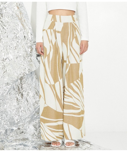 Settimissimo（セッティミッシモ）の「ITALY ジャガードジオメトリック柄タック入リパンツ（その他パンツ・レディース・ベージュ/ブラック・FREE）」の13枚目の写真