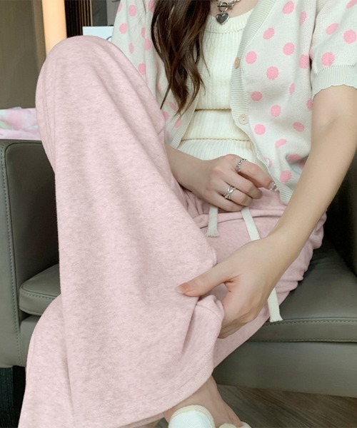 Miniministore（ミニミニストア）の「セミワイドパンツ 秋冬ルームウェア 韓国（スウェットパンツ・レディース・グレー/ブラック/ベージュ/ピンク/ホワイト・L/M/XL）」の5枚目の写真