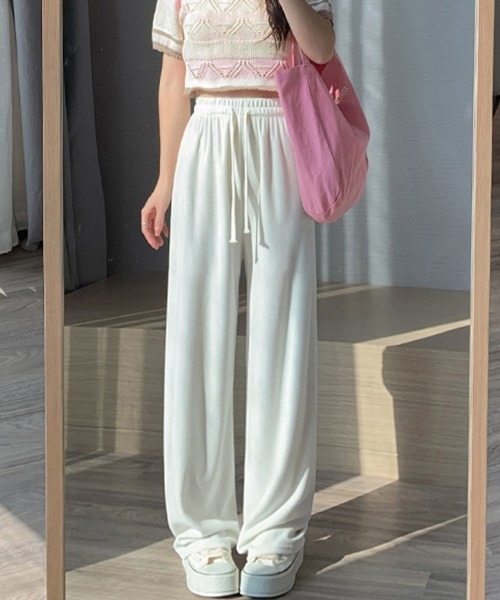 Miniministore（ミニミニストア）の「セミワイドパンツ 秋冬ルームウェア 韓国（スウェットパンツ・レディース・グレー/ブラック/ベージュ/ピンク/ホワイト・L/M/XL）」の11枚目の写真
