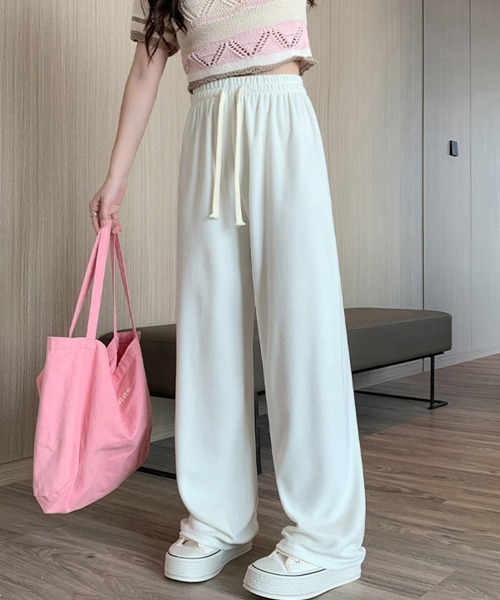 Miniministore（ミニミニストア）の「セミワイドパンツ 秋冬ルームウェア 韓国（スウェットパンツ・レディース・グレー/ブラック/ベージュ/ピンク/ホワイト・L/M/XL）」の12枚目の写真
