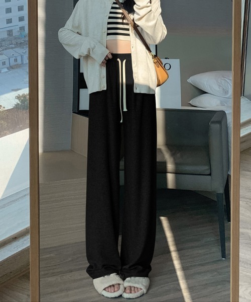 Miniministore（ミニミニストア）の「セミワイドパンツ 秋冬ルームウェア 韓国（スウェットパンツ・レディース・グレー/ブラック/ベージュ/ピンク/ホワイト・L/M/XL）」の13枚目の写真