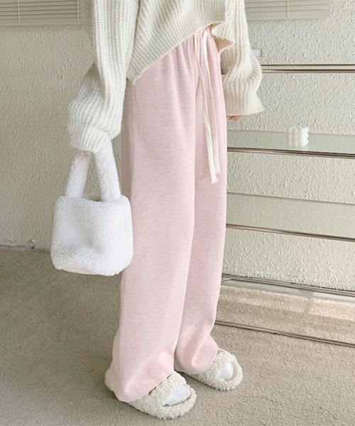 Miniministore（ミニミニストア）の「セミワイドパンツ 秋冬ルームウェア 韓国（スウェットパンツ・レディース・グレー/ブラック/ベージュ/ピンク/ホワイト・L/M/XL）」の19枚目の写真