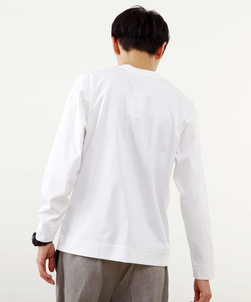 MEN'S MELROSE(メンズメルローズ)の「マーセライズドスムースクルーネックロングスリーブTシャツ(Tシャツ/カットソー・メンズ・ブルーグレー/ホワイト/チャコールグレー・2/3/4)」の6枚目の写真