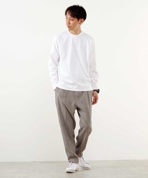 MEN'S MELROSE(メンズメルローズ)の「マーセライズドスムースクルーネックロングスリーブTシャツ(Tシャツ/カットソー・メンズ・ブルーグレー/ホワイト/チャコールグレー・2/3/4)」の18枚目の写真