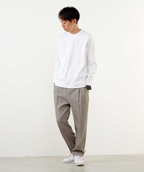 MEN'S MELROSE(メンズメルローズ)の「マーセライズドスムースクルーネックロングスリーブTシャツ(Tシャツ/カットソー・メンズ・ブルーグレー/ホワイト/チャコールグレー・2/3/4)」の19枚目の写真