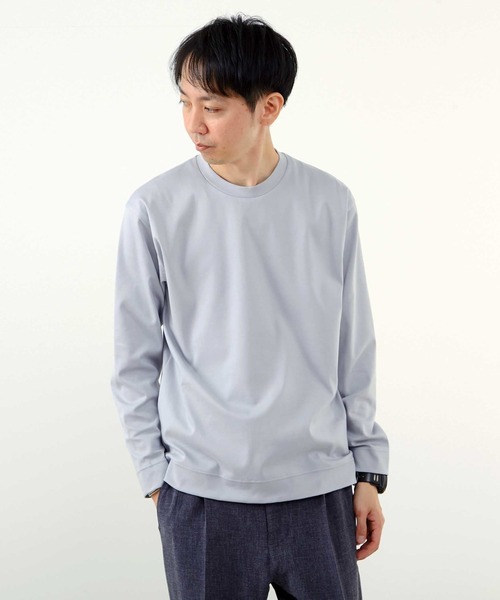 MEN'S MELROSE(メンズメルローズ)の「マーセライズドスムースクルーネックロングスリーブTシャツ(Tシャツ/カットソー・メンズ・ブルーグレー/ホワイト/チャコールグレー・2/3/4)」の20枚目の写真