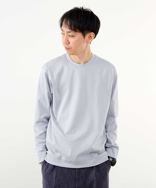 MEN'S MELROSE(メンズメルローズ)の「マーセライズドスムースクルーネックロングスリーブTシャツ(Tシャツ/カットソー・メンズ・ブルーグレー/ホワイト/チャコールグレー・2/3/4)」の21枚目の写真