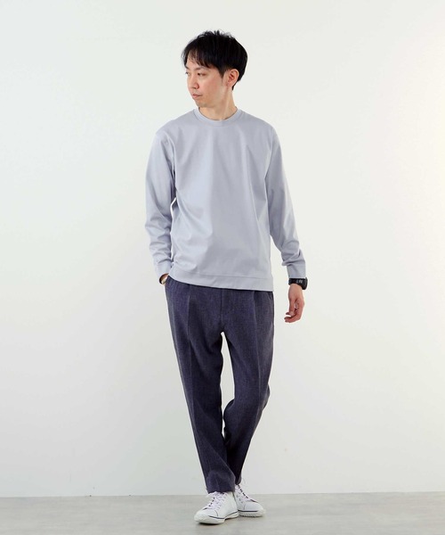MEN'S MELROSE(メンズメルローズ)の「マーセライズドスムースクルーネックロングスリーブTシャツ(Tシャツ/カットソー・メンズ・ブルーグレー/ホワイト/チャコールグレー・2/3/4)」の22枚目の写真