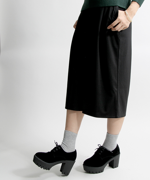 WEGO（ウィゴー）の「WEGO/ポンチガウチョパンツ（その他パンツ・レディース・ブラック/ネイビー/ダークグリーン/ダークグレー・FREE）」の2枚目の写真