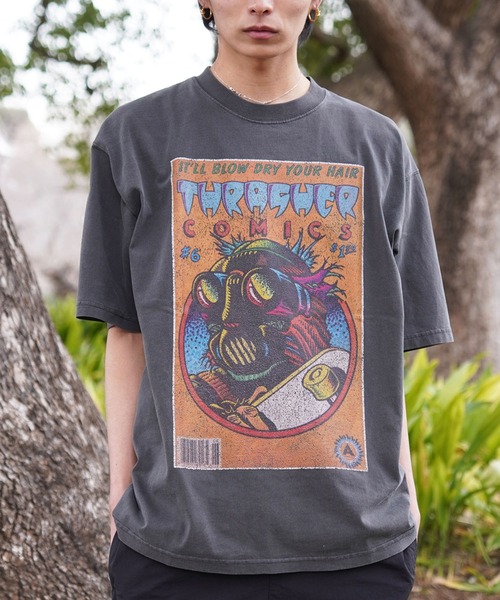 THRASHER（スラッシャー）の「【ムラサキスポーツ限定】THRASHER/スラッシャー Tシャツ ピグメント加工 コミックプリント ビックシルエット THMS-24SPCOMICT（Tシャツ/カットソー・メンズ・ブラック系3/ブラック系1/ブラック系8/ブラック系6/ブラック系7/ブラック系5/ブラック系2/ブラック系4・M/L/XL）」の3枚目の写真