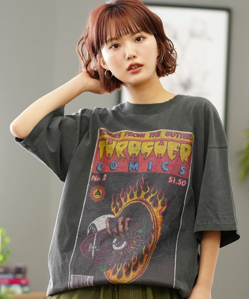 THRASHER（スラッシャー）の「【ムラサキスポーツ限定】THRASHER/スラッシャー Tシャツ ピグメント加工 コミックプリント ビックシルエット THMS-24SPCOMICT（Tシャツ/カットソー・メンズ・ブラック系3/ブラック系1/ブラック系8/ブラック系6/ブラック系7/ブラック系5/ブラック系2/ブラック系4・M/L/XL）」の6枚目の写真