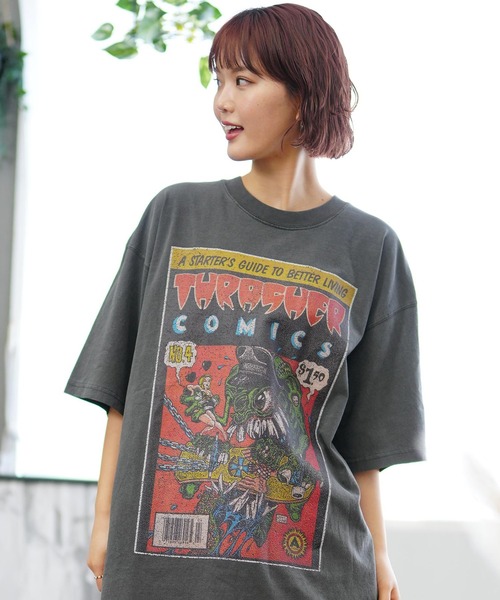 THRASHER（スラッシャー）の「【ムラサキスポーツ限定】THRASHER/スラッシャー Tシャツ ピグメント加工 コミックプリント ビックシルエット THMS-24SPCOMICT（Tシャツ/カットソー・メンズ・ブラック系3/ブラック系1/ブラック系8/ブラック系6/ブラック系7/ブラック系5/ブラック系2/ブラック系4・M/L/XL）」の7枚目の写真