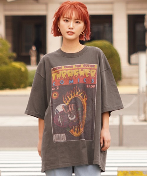 THRASHER（スラッシャー）の「【ムラサキスポーツ限定】THRASHER/スラッシャー Tシャツ ピグメント加工 コミックプリント ビックシルエット THMS-24SPCOMICT（Tシャツ/カットソー・メンズ・ブラック系3/ブラック系1/ブラック系8/ブラック系6/ブラック系7/ブラック系5/ブラック系2/ブラック系4・M/L/XL）」の9枚目の写真