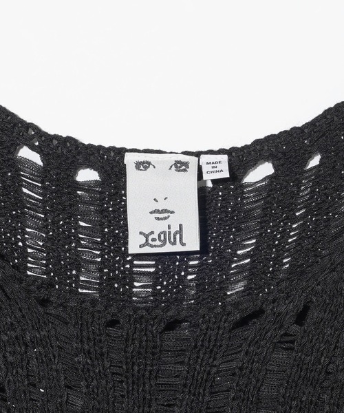 X-girl（エックスガール）の「DISTRESSED TAPE YARN KNIT TOP