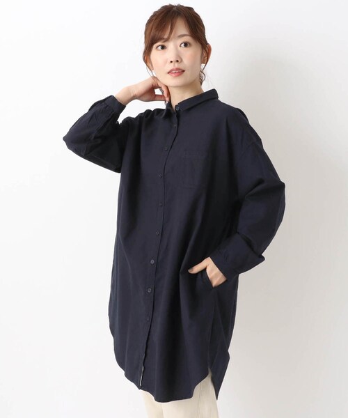 one'sterrace（ワンズテラス）の「コットン オックスチュニック シャツ（シャツ/ブラウス・レディース・アイボリー系8/ライトグレー系8/ブルー系その他7/ネイビー系5・02）」の4枚目の写真