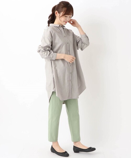 one'sterrace（ワンズテラス）の「コットン オックスチュニック シャツ（シャツ/ブラウス・レディース・アイボリー系8/ライトグレー系8/ブルー系その他7/ネイビー系5・02）」の16枚目の写真