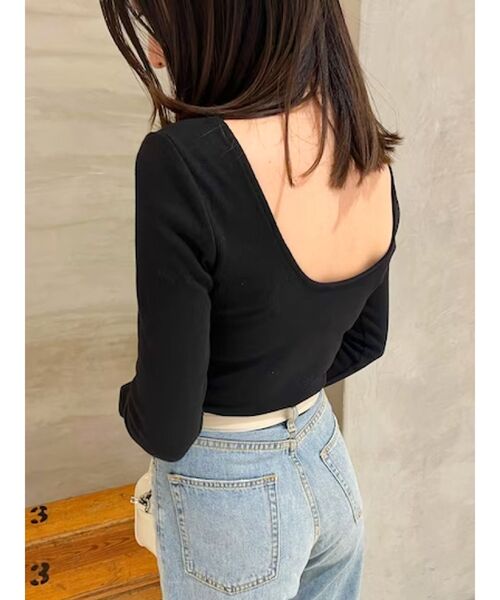 EVRIS(エヴリス)の「バックオープンリブトップス(Tシャツ/カットソー・レディース・グレー/ホワイト/ブラック・FREE)」の8枚目の写真