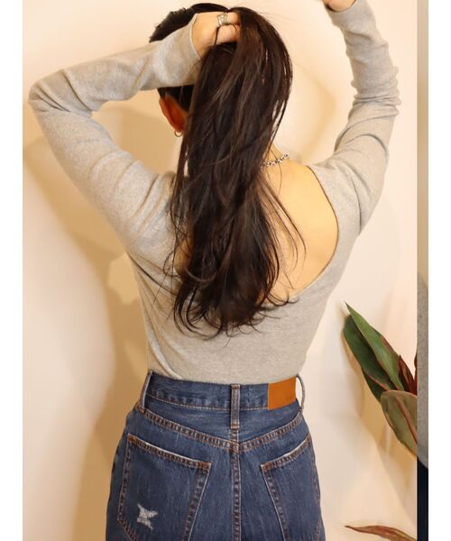 EVRIS(エヴリス)の「バックオープンリブトップス(Tシャツ/カットソー・レディース・グレー/ホワイト/ブラック・FREE)」の18枚目の写真