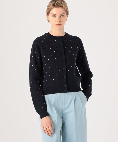 caban(キャバン)の「■コットンカシミヤ ドットジャカード クルーネックカーディガン(カーディガン/ボレロ・レディース・ネイビー・FREE)」の9枚目の写真