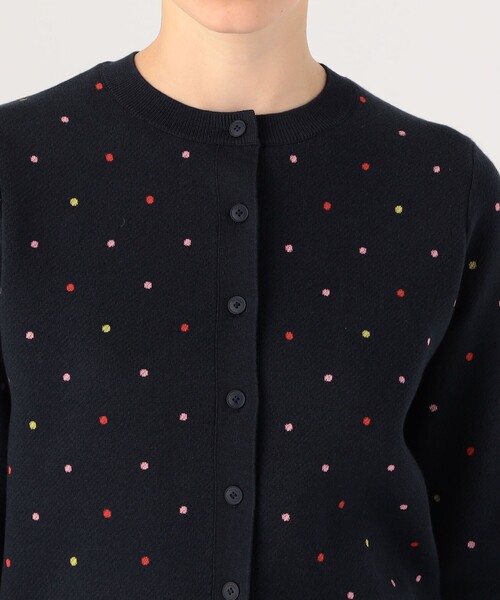 caban(キャバン)の「■コットンカシミヤ ドットジャカード クルーネックカーディガン(カーディガン/ボレロ・レディース・ネイビー・FREE)」の6枚目の写真